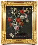 Bosschaert I., Ambrosius; Schule/Umkreis17. Jhd., buntes Blumenstillleben in einer verzierten