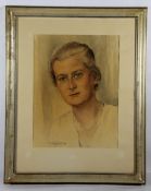 Kirschke, Helene1892-1945, Farbkreide/Mischtechnik, Portrait einer jungen Frau mit blondem we