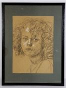 Heumann, Arthur1883- ca. 1955, Kohlestift mit Weißhöhungen, Portrait eines Mädchens mit lo