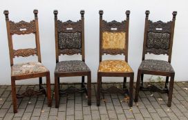 Satz Renaissance-Stühle19. Jhd., 4 Stk., Stühle im Renaissancestil, Eichenholz, reiches Sch