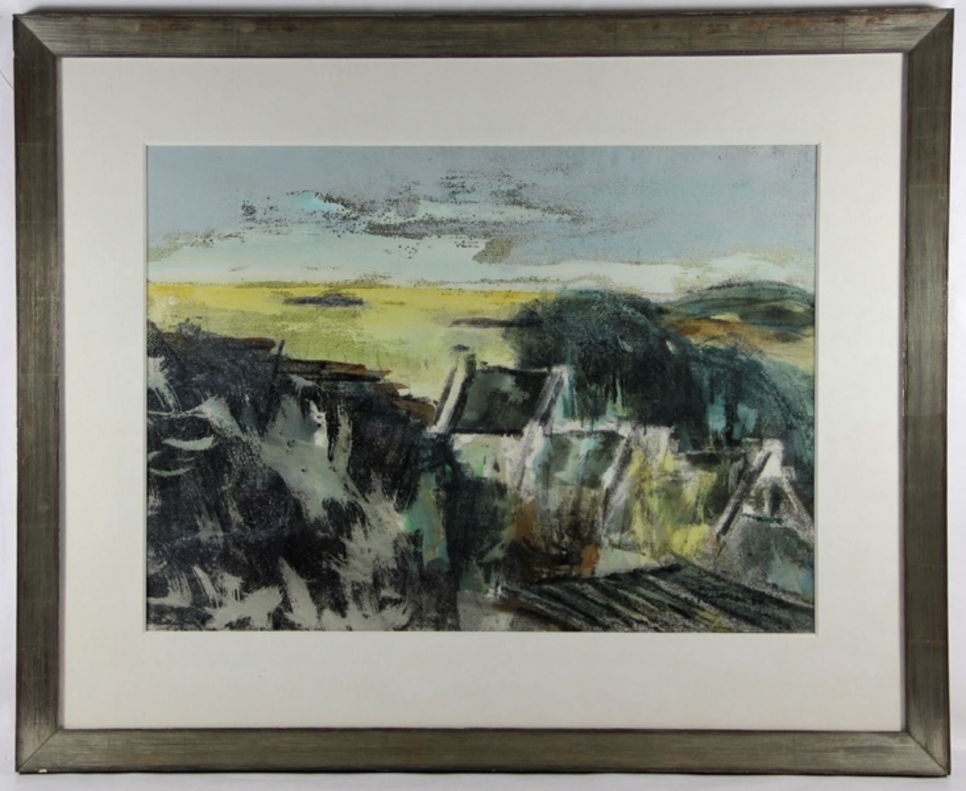 Damrow, Winfried1925-2000, Blick auf Quiberon Bretagne, Häuser in der franz. Landschaft, unt