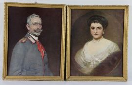 Paar Portaits Kaiser Wilhelm u. GattinPaar Portraits nach den Originalen von Alfred Schwarz,