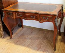 Bureau PlatMahagoniholz, Bureau Plat, Schreibtisch, rechteckige Tischplatte mit Leder und pas