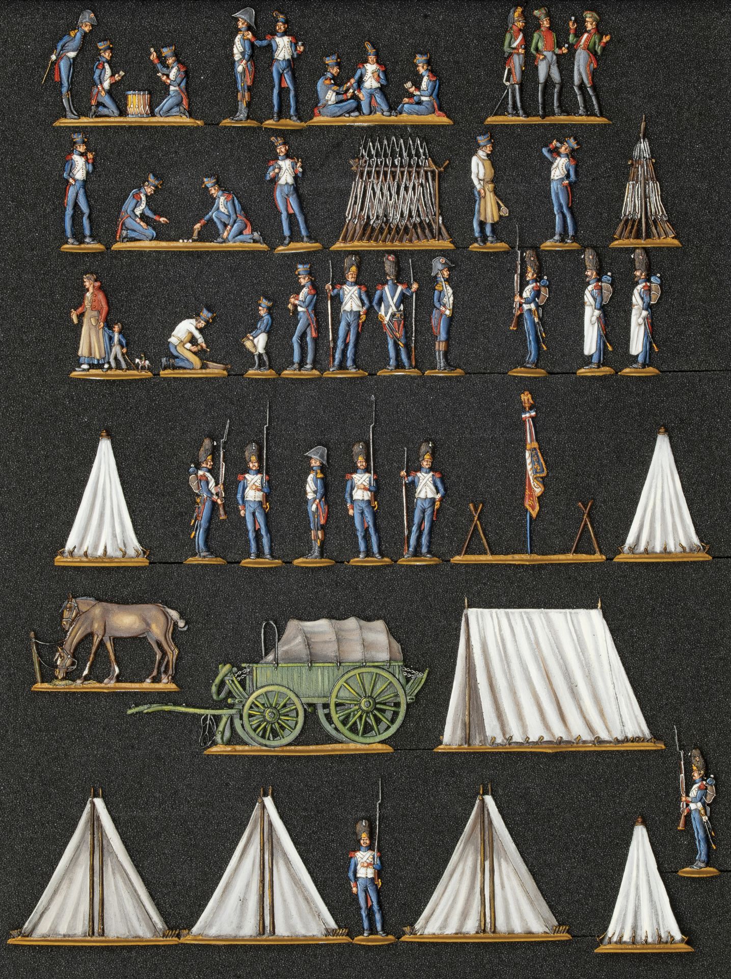 France - Garde impériale. Campement des grenadiers de la Vieille Garde. Pantalons bleus. 1812-