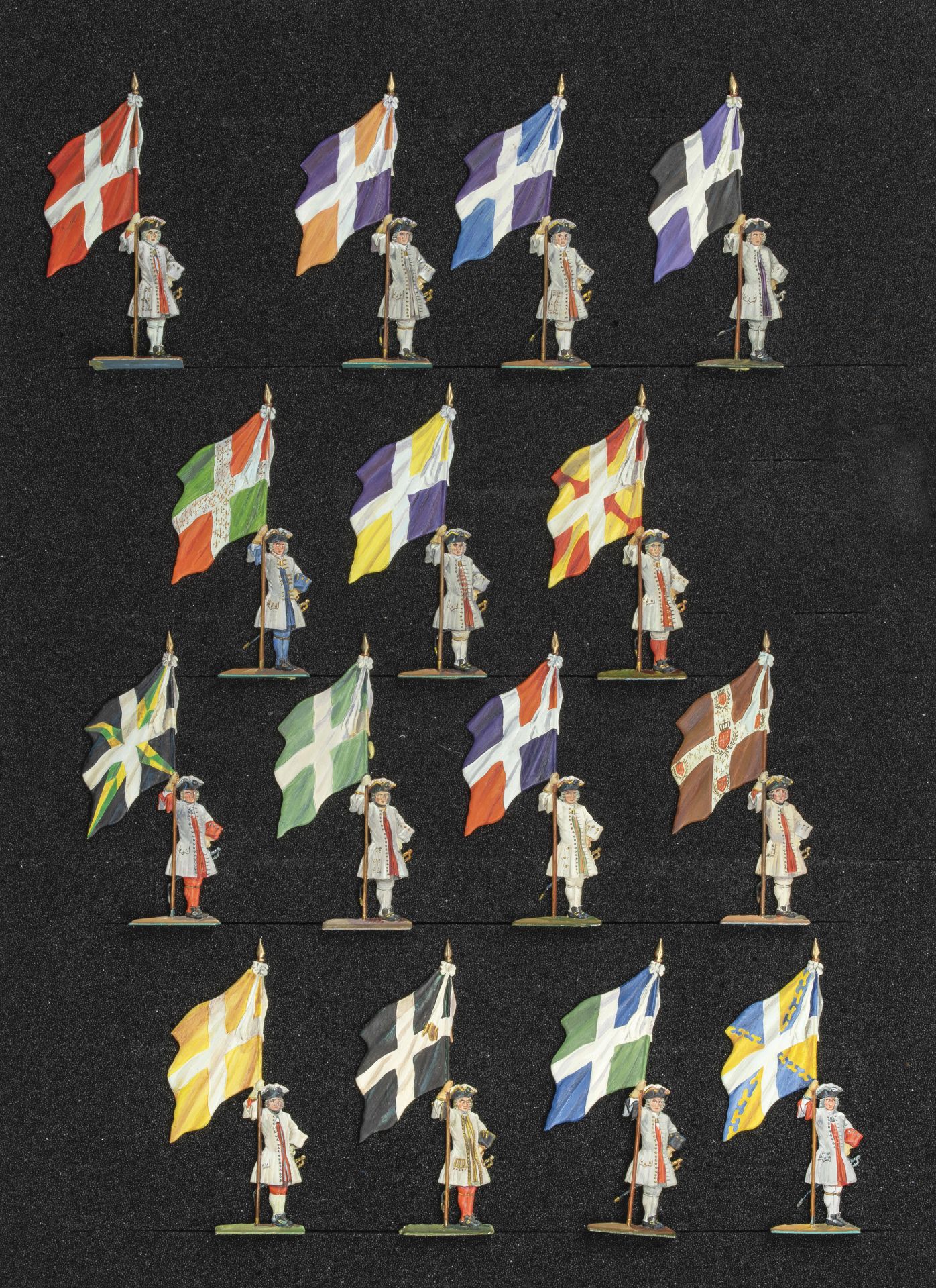 France - XVIIIème siècle - Les drapeaux de l’infanterie. (Règne de Louis XV). Picardie, Rohan,