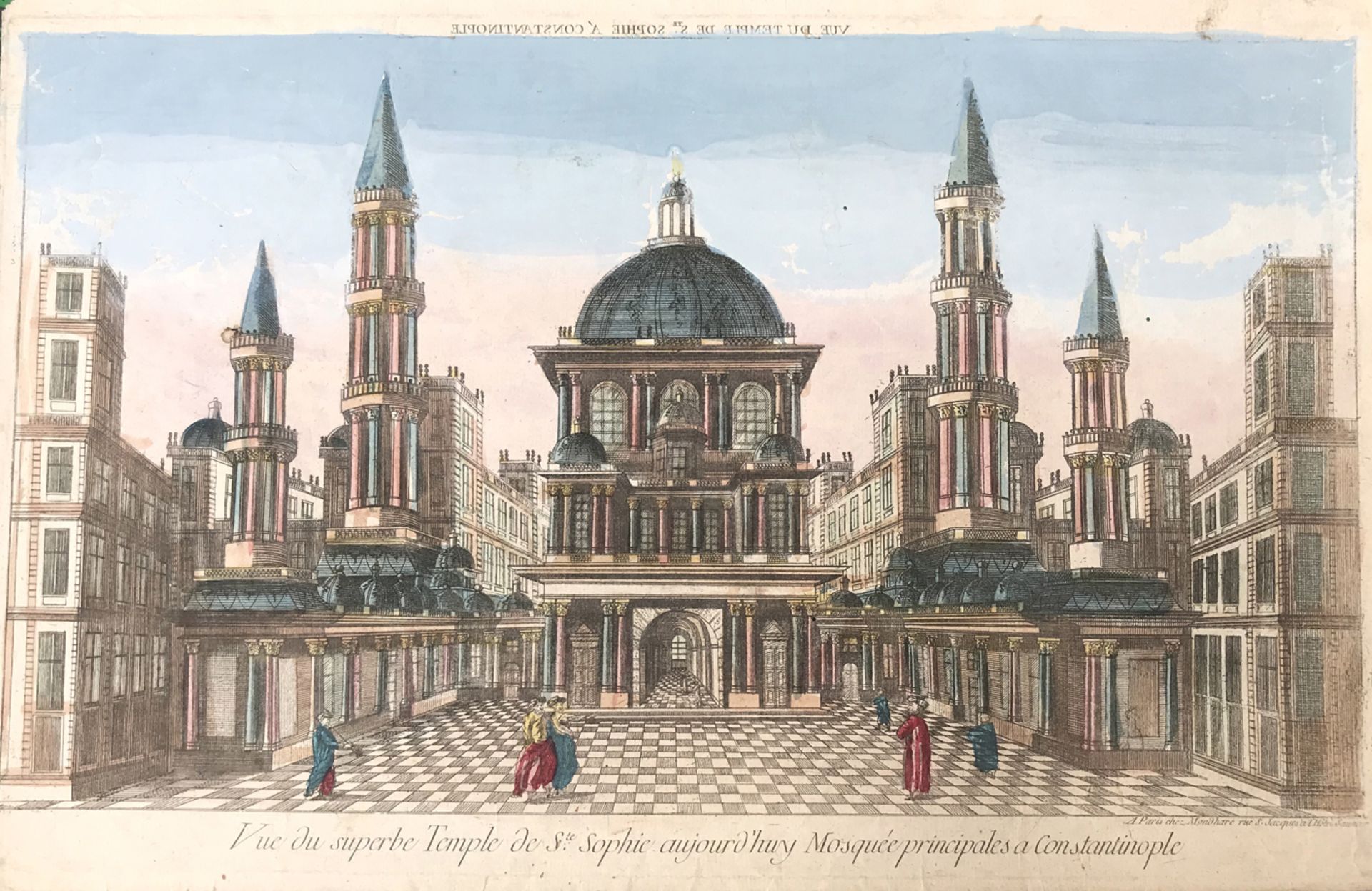 Turquie. Istambul, Constantinople. Vue d’optique. XVIIIème siècle.Vue du superbe temple de Sainte