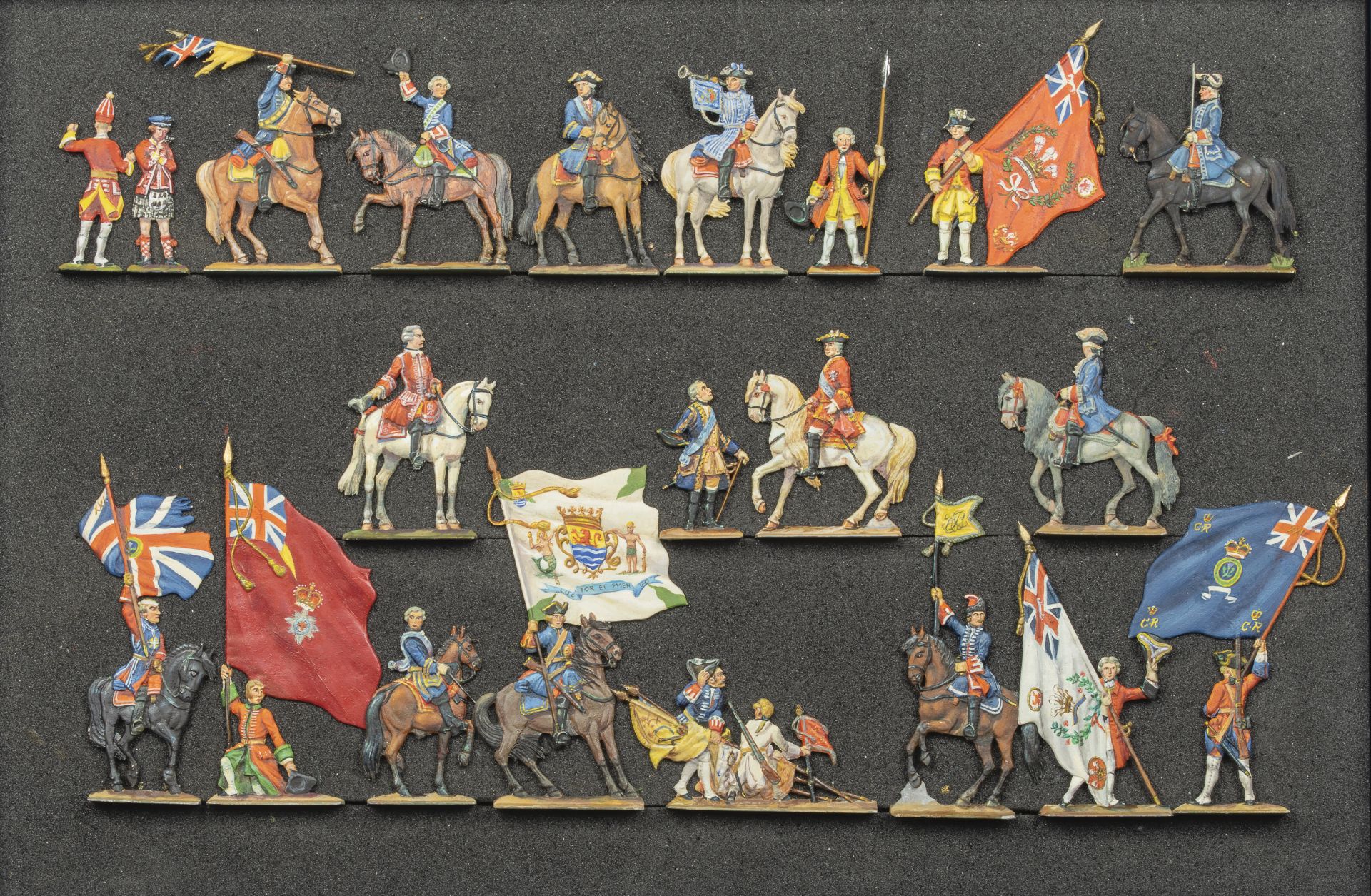 France - XVIIIème siècle - Fontenoy. Les drapeaux anglais présentés à Louis XV. (21 fig.). Superbe.