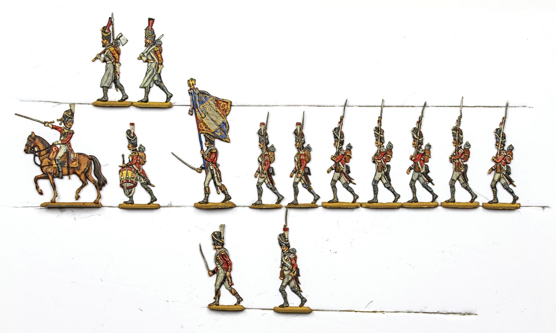France - Infanterie de ligne. 3ème régiment suisse. Les grenadiers en marche&nbsp;: 1 officier à che