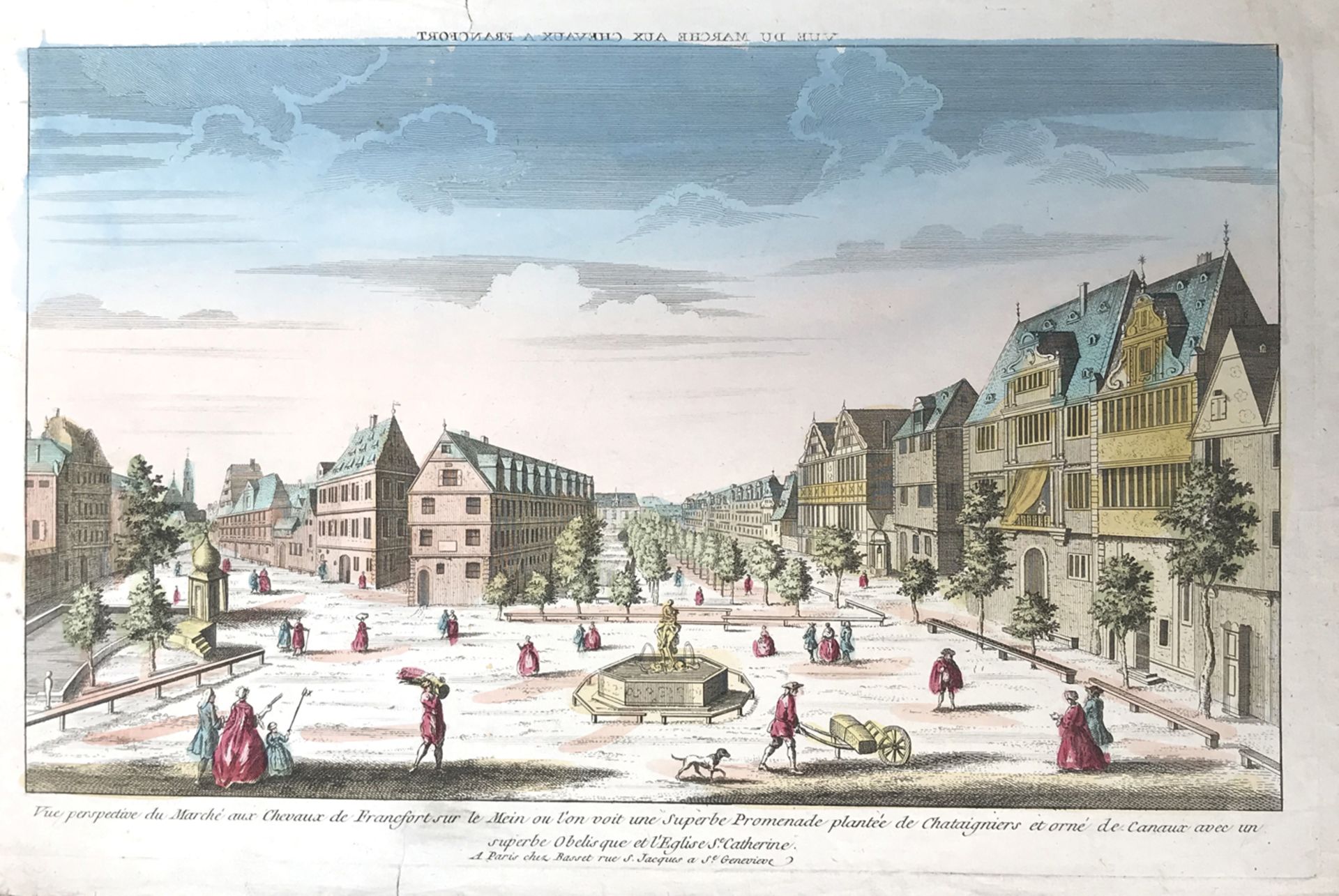 Allemagne. Vue d’optique. XVIIIème siècle.Vue perspective du marché aux chevaux de Francfort…