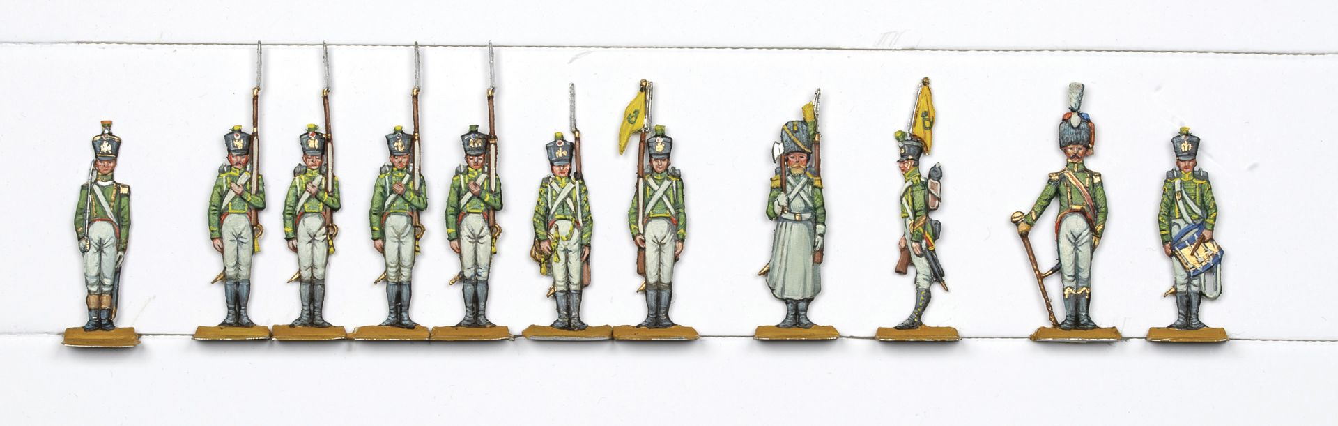 France - Garde impériale. Flanqueurs de la Jeune Garde. 1 officier, <br>1 tambour-major, 1 tambour, 