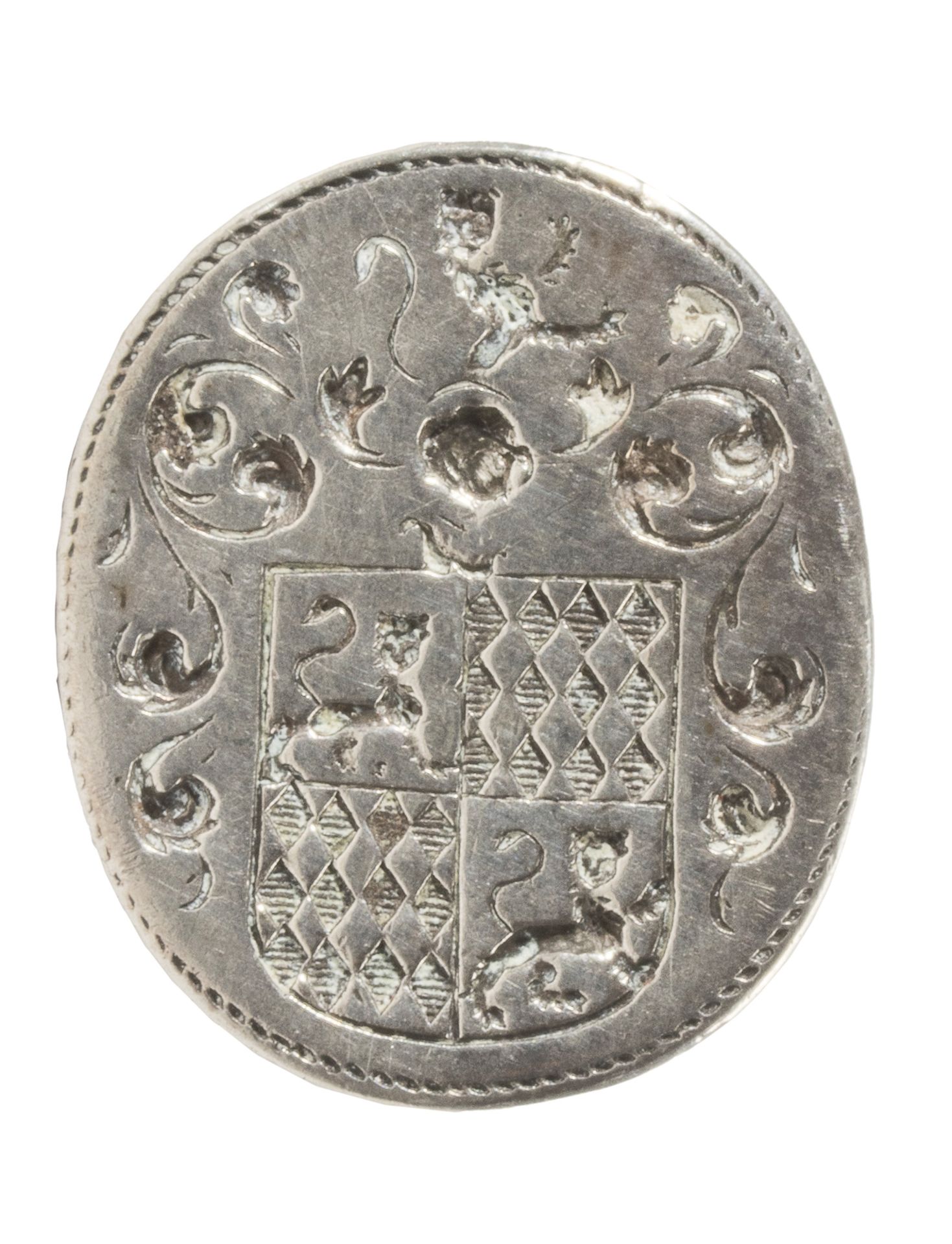 Cachet à cire ou sceau à cacheter en argent, la prise ornée par deux bustes d’Empereurs à l’Antique, - Image 2 of 2