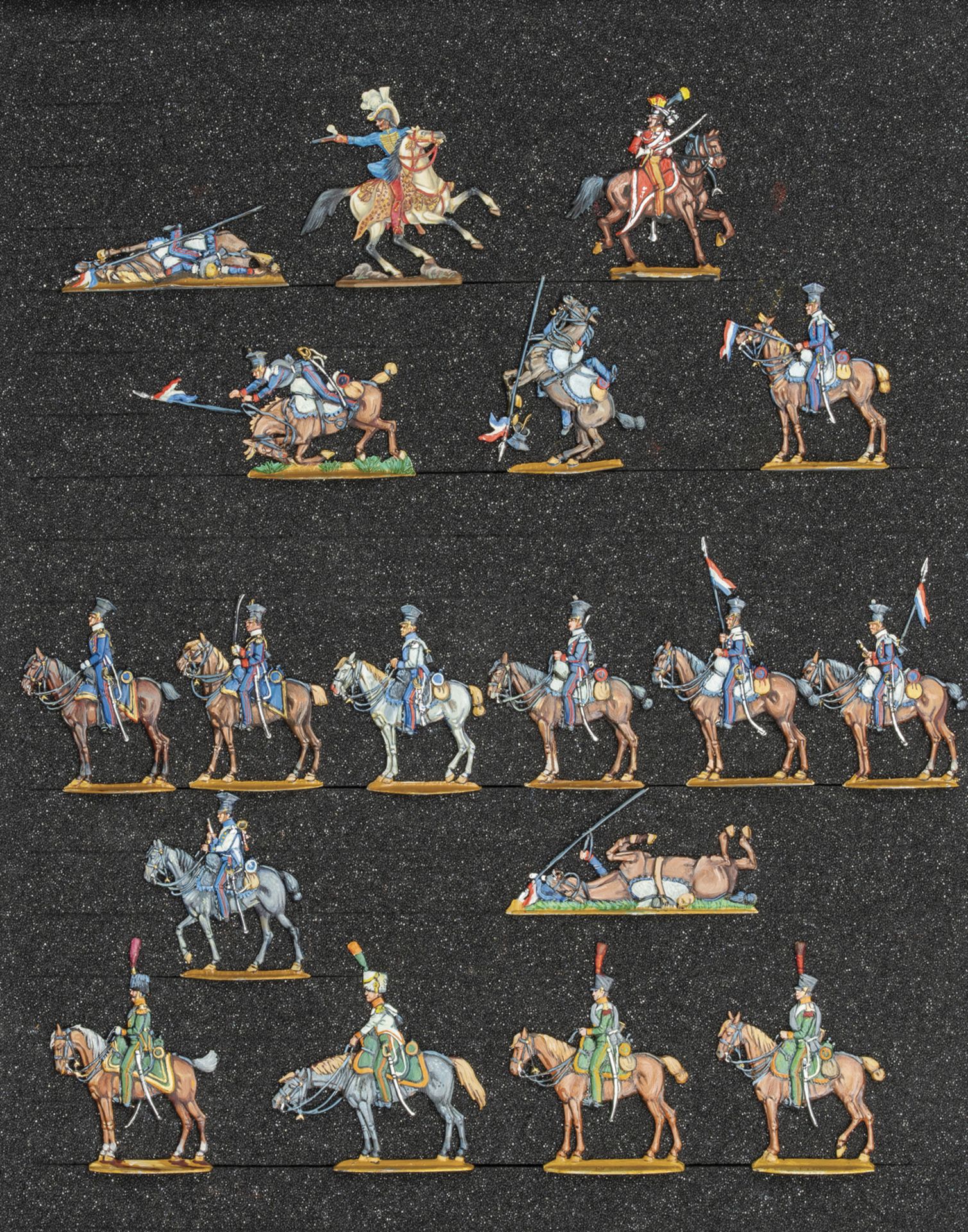 France - Cavalerie légère. Murat au combat, lanciers en réserve, chasseurs à cheval (18 fig.).