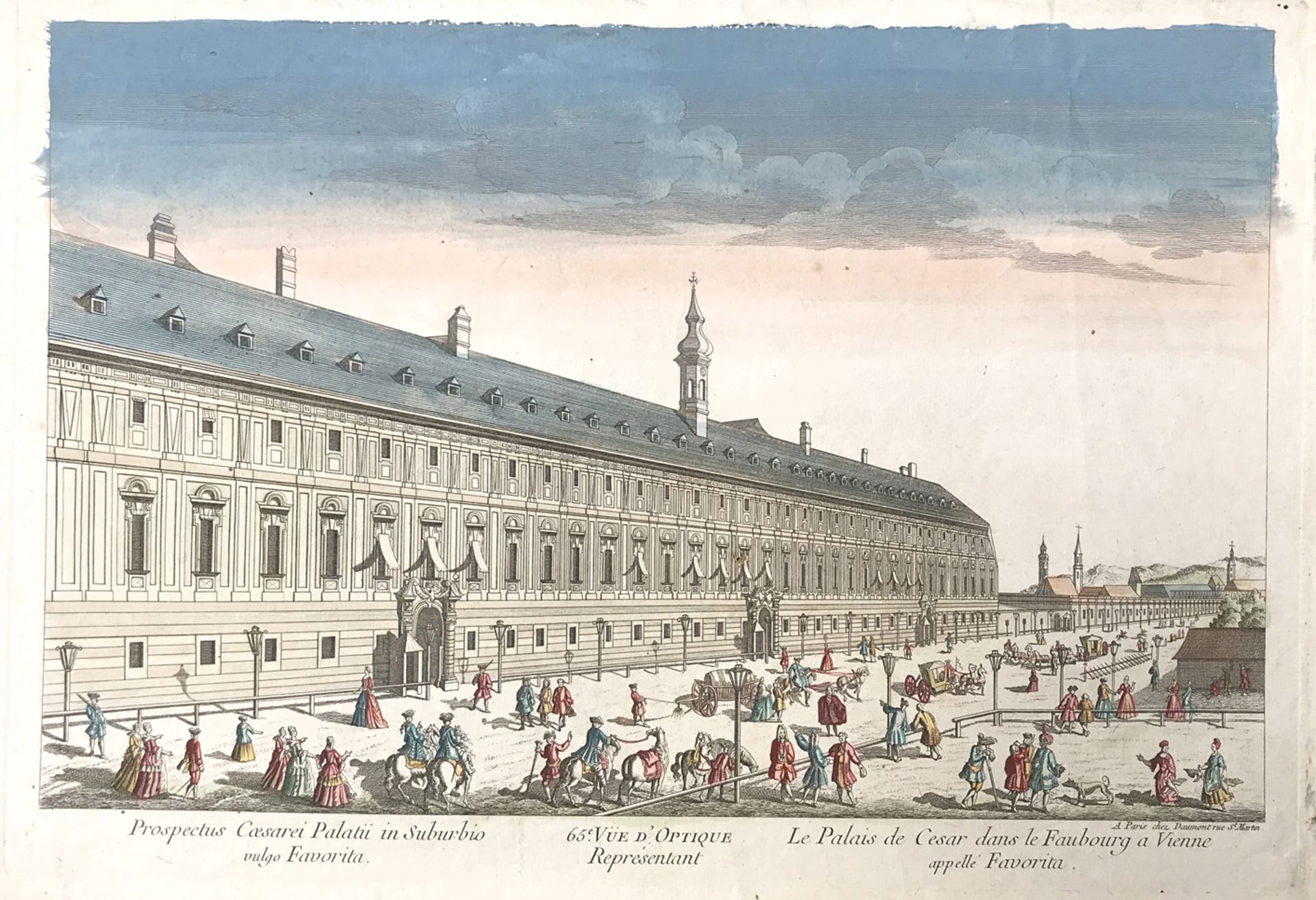 Autriche. Vienne. Deux vues d’optique. XVIIIème siècle.Le grand marché de Vienne. Gravure rehaussée. - Image 2 of 2