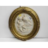 Cherub Gilt Framed Relief Plaque