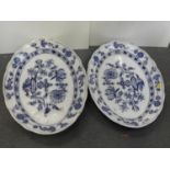 2x Blue and White Meat Plates