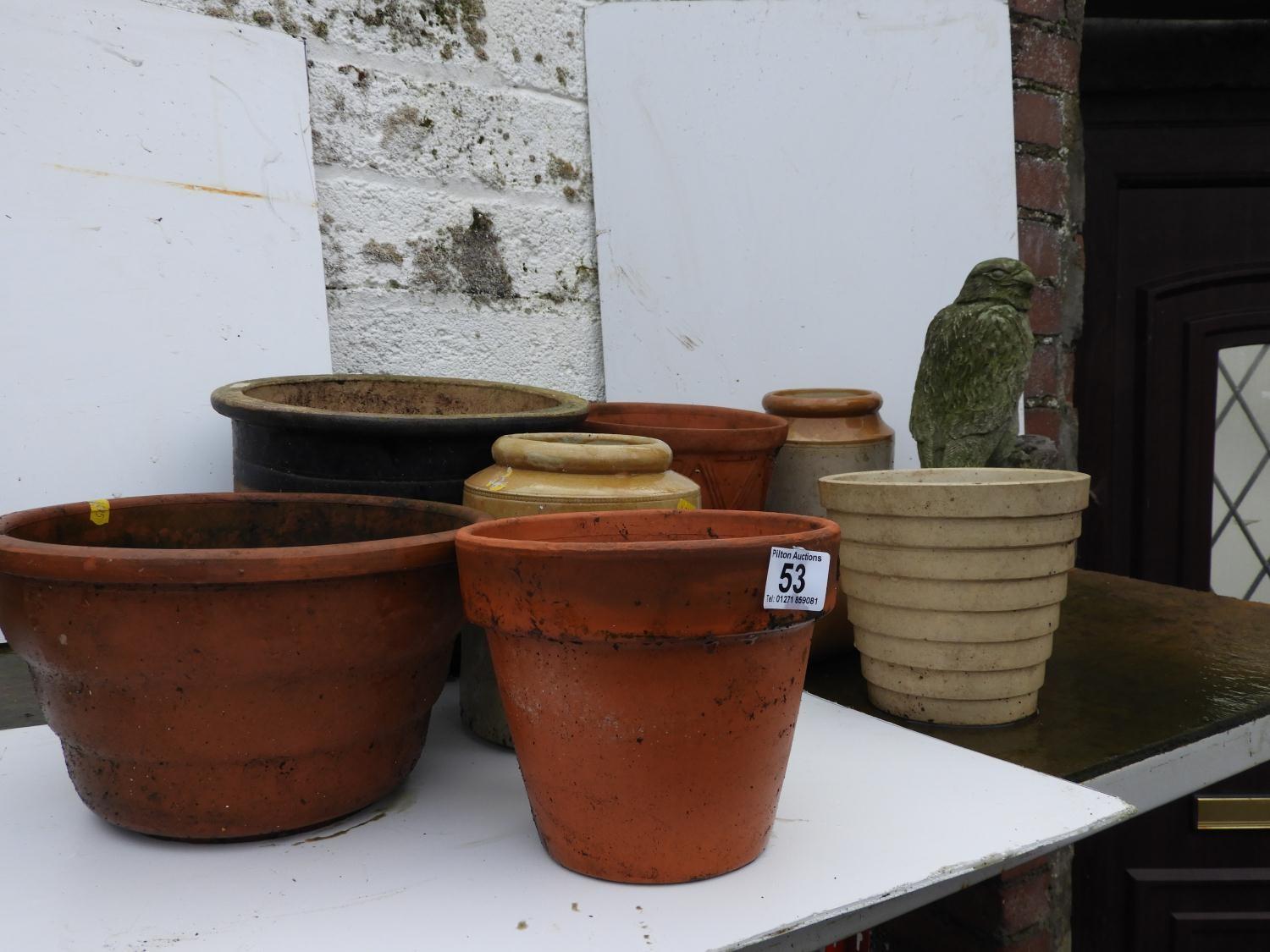 Garden Pots, Bird Ornament etc