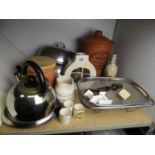Terracotta Bread Crock, Studio Pottery Vase and Cloches etc