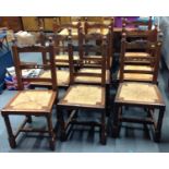 Harlequin Set of 9x Oak Rush Seated Chairs