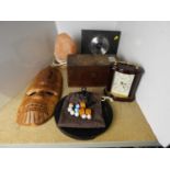 Treen Box, Clock and Barometer etc