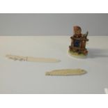 Goebel Figurine Ornament and 2x Ivory Letter Knives - One A/F