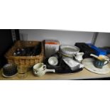 Wicker Basket and Contents - Cutlery etc