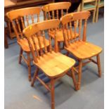 Set of 4x Pine Spindle Back Chairs