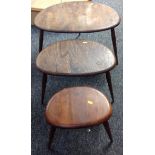 Nest of Ercol Pebble Tables - Heavy Repair to Underside of Middle Table