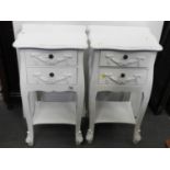 Pair of White Painted Two Drawer Bedsides
