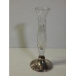 Silver Mounted Cut Glass Bud Vase