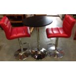 Rise and Fall Poseur Table with Pair of Rise and Fall Matching Stools