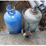 2x Gas Bottles - One with Burner