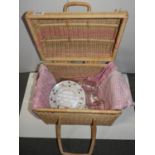 Wicker Hamper and Contents