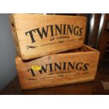 2x Wooden Boxes - Twinings Tea