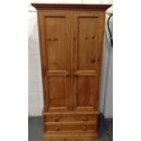 Pine Two Door Wardrobe with Drawers under