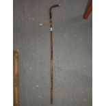 Walking Stick with White Metal Mounts