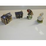 Beswick Jemima Puddle-duck, Goldfinch and 2x Carltonware Houses