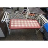 Metal Garden Bench with Upholstered Seat