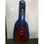 B C Rich Batwing Style Guitar with Floyd Rose Floating Tremolo, Humbucker Pickups, Bag, Strap and