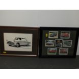 Framed MG Sports Cars Cards and Ford Zephyr Print