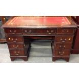 Twin Pedestal Reproduction Nine Drawer Desk