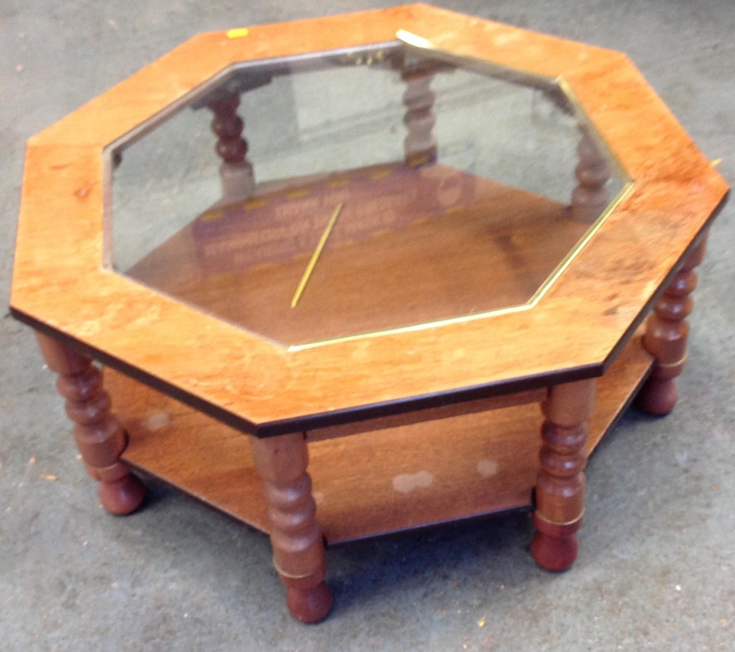 Hexagonal Glass Top Coffee Table - A/F