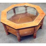 Hexagonal Glass Top Coffee Table - A/F