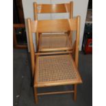 Pair of Folding Cane Seated Chairs