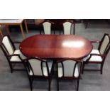 Reproduction Extending Dining Table and 6x Matching Chairs (Two of which are Carvers)
