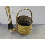 Brass Coal Bucket and Contents