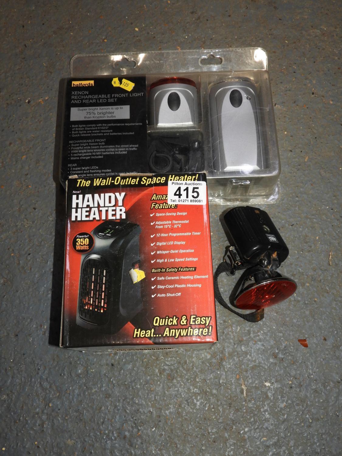Boxed Handy Heater and Bike Light Set