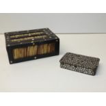 Decorated Metal Box and Porcupine Needle Box
