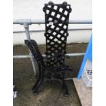 Pair of Metal Bench Ends and Lattice Back