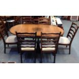 Nathan Oak Extending Refectory Style Dining Table and 6x Matching Chairs