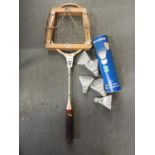 Vintage Badminton Racket and Shuttlecocks